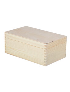 Dřevěná krabička s víkem - 25 x 15 x 10 cm, přírodní - 2. JAKOST!