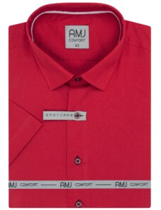 Košile AMJ Comfort fit s krátkým rukávem - červená se vzorem VKBR1280
