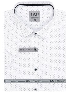 Košile AMJ Comfort fit s krátkým rukávem - bílá s drobným vzorem VKBR1277