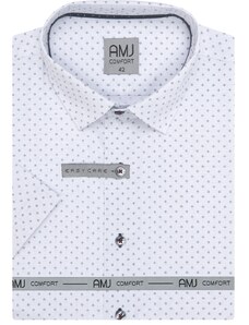 Košile AMJ Slim fit s krátkým rukávem - bílá s drobným vzorem VKSBR1223