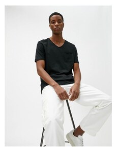 Koton 3sam10289hk 999 Black Men's Cotton Jersey Basic Short Sleeve O-Neck T-shirt