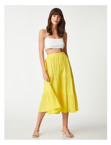 Koton Tiered Midi Length Skirt with Elastic Waist