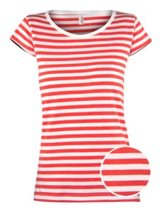 AlexFox ANNE červené pruhované dámské tričko s krátkým rukávem S