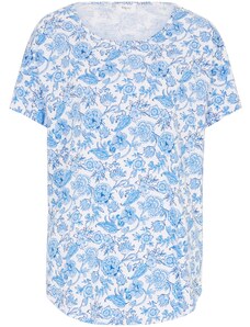 bonprix Bavlněné triko s žíhaným vláknem, se zakulaceným lemem, z organické bavlny Bílá