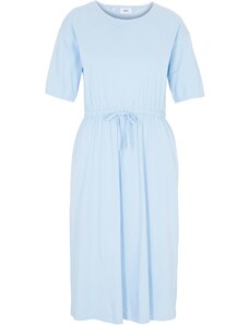 bonprix Midi bavlněné šaty s řabkováním a kapsami Modrá