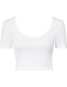 bonprix Žebrované triko se srdcovitým výstřihem Bílá