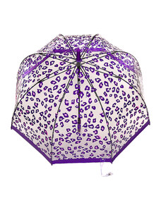 Fulton dámský průhledný deštník Birdcage 2 PURPLE LEOPARD L042