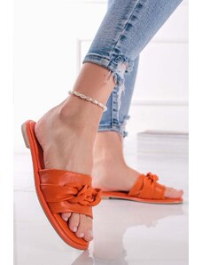 Marco Tozzi Oranžové kožené nízké pantofle 2-27120