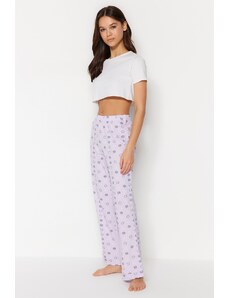 Trendyol Lilac Cotton Star Patterned Knitted Pajama Bottoms