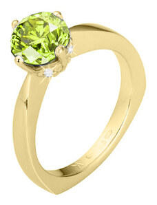 Zlatý prsten s peridotem a diamanty ZPDI027Z-58-1700