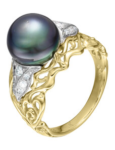 Zlatý prsten s diamanty a perlou ZPDI218H-55-1000T