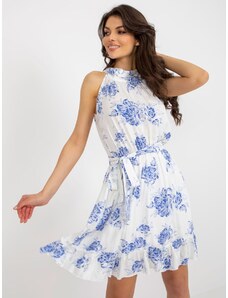 Lněné šaty s květy Lakerta bílé