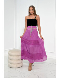 Fashionweek Dlouhá maxi Italská sukně s krajkovými vsadkami a ozdobným páskem K21227
