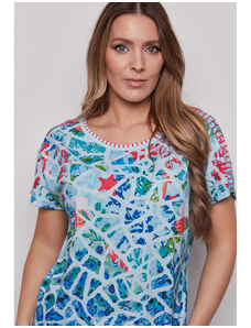 KALISSON KA100-116 - dámské letní tričko modrý geometrický vzor