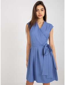 Fashionhunters Tmavě modré zavinovací koktejlové šaty od Melissy