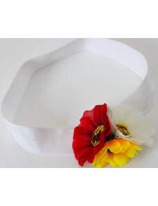 Bílá čelenka s květy (pro miminko)