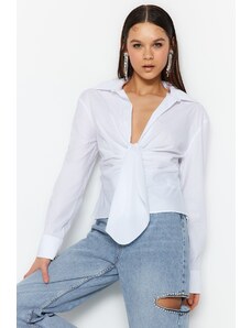 Trendyol Ecru Collar Detailed Poplin Shirt