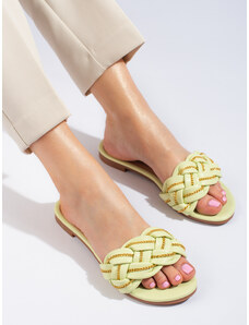 Elegant lime slippers for women with Shelvt chain