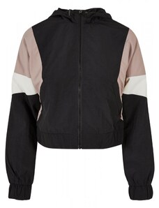 URBAN CLASSICS Ladies Short 3-Tone Crinkle Jacket - black/duskrose/whitesand