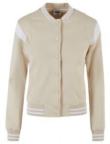 URBAN CLASSICS Ladies Inset College Sweat Jacket - softseagrass/white