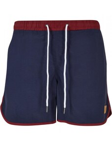 Pánské koupací kraťasy Urban Classics Retro Swimshorts - burgundy/midnightnavy