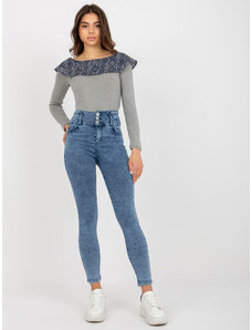 Fashionhunters Modré džíny s vysokým pasem