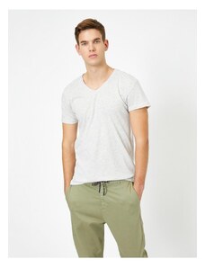 Koton Pánské tričko Slim Fit Basic se 100% bavlněným výstřihem do V