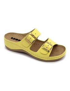 Leon 908 Dámská kožená zdravotní obuv - Žlutá