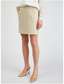 Orsay Béžová dámská sukně v semišové úpravě - Dámské