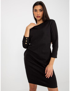 Fashionhunters Černé jednoduché teplákové šaty s kapsami od OCH BELLA