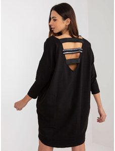 Fashionhunters Černé oversize teplákové šaty