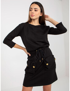 Fashionhunters Černé mini mikinové šaty s lemem od OCH BELLA