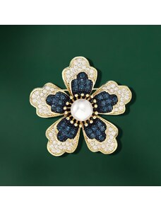Éternelle Luxusní brož s perlou a zirkony Sienna
