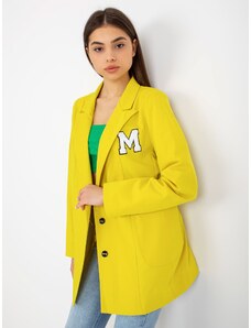 Fashionhunters Dámská žlutá bunda s nášivkami