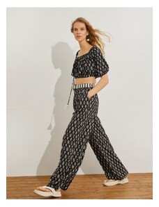 Koton Ethnic Printed Palazzo Trousers with Belt