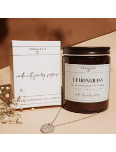 ORNAMENTI Přírodní sójová svíčka s náhrdelníkem | Lemongrass