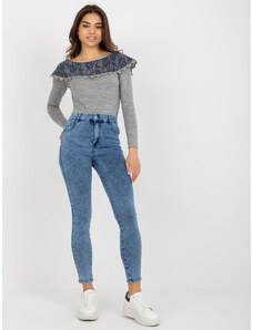 Fashionhunters Modré úzké džíny