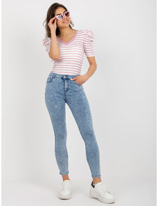 Fashionhunters Modré úzké džíny s kapsami