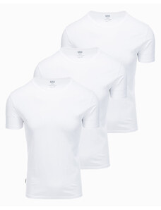 Ombre Clothing Bavlněná trička BASIC 3-pack - bílá V10 Z30