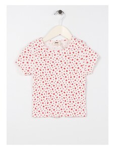Koton Patterned Ecru Girls' T-shirt 3skg10177ak