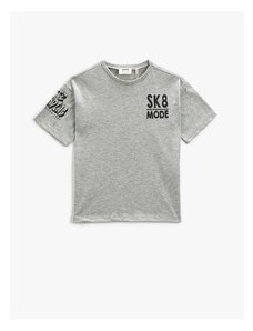 Koton Short Sleeve T-Shirt with a Crew Neck Printed on the Back