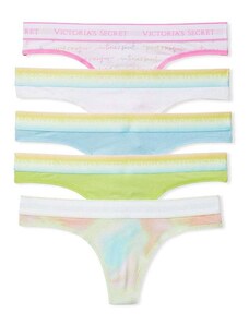 Victoria's Secret 5 ks bavlněné kalhotky tanga Victoria's Secret Stretch Cotton Thong Rainbow