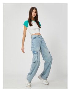 Koton Cargo Jeans Straight Jeans Pocket Detailní rovné nohavice - Nora Jean