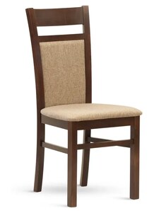 Jídelní židle VITO – masiv buk, látka, tmavě hnědá / béžová