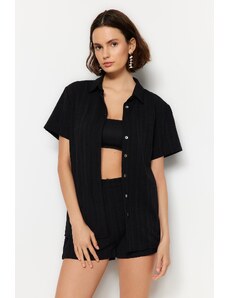 Trendyol Black Woven Linen Blend Shirt Shorts Set
