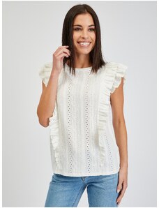 Orsay Bílé dámské tričko s volány - Dámské