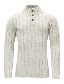 Vlněný svetr Devold Nansen Unisex Wool Button Neck Grey Melange