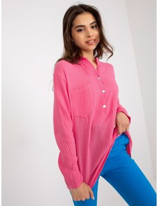 Fashionhunters Růžová dámská bavlněná košile OCH BELLA