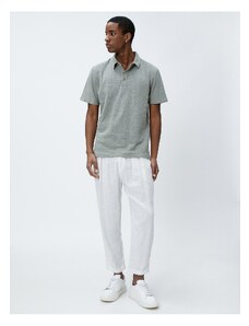 Koton Short Sleeve Polo T-Shirt with Textured Buttons, Cotton