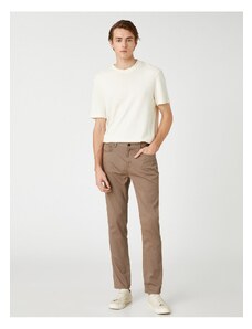 Koton Slim Fit Trousers 5 Pockets Buttoned Textured